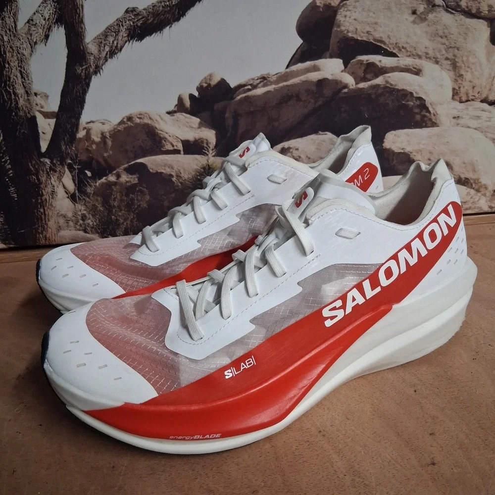 Salomon S/Lab Phantasm 2 Mens 10 Womens 11 White Red Racing Running Shoes NICE!